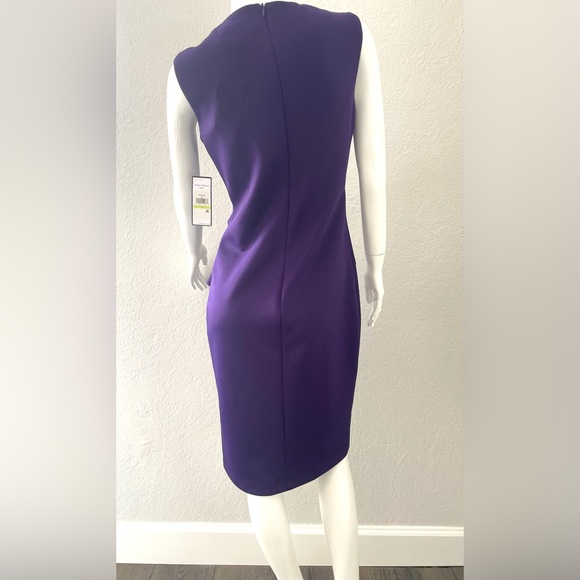 Jessica Howard woman’s sleeveless v-neck solid scuba sheath dress - Picture 5 of 6